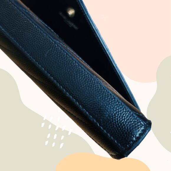 Saint Laurent Envelope Chain Wallet Black Leather Gold Hardware Crossbody - Picture 5 of 12